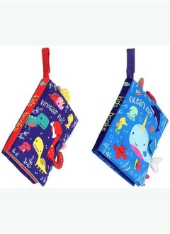 Y&D Soft Baby Crinkle Cloth Book for Dinosaur and Ocean Tail Early Education Toy (2 Packs)  - Image 3