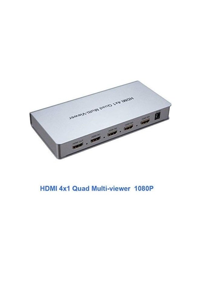 Generic - Microware Video 4x1 HDMI Quad Multi-Viewer with Seamless Switcher Selector 3D 1080p, 4x1 PIP Mode Multi-Viewer (4X1 Multi-Viewer, Silver) - Image 1