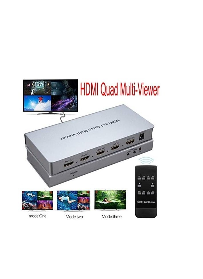 Generic - Microware Video 4x1 HDMI Quad Multi-Viewer with Seamless Switcher Selector 3D 1080p, 4x1 PIP Mode Multi-Viewer (4X1 Multi-Viewer, Silver) - Image 1