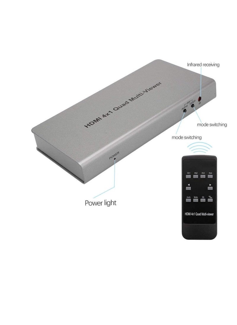 Generic - Microware Video 4x1 HDMI Quad Multi-Viewer with Seamless Switcher Selector 3D 1080p, 4x1 PIP Mode Multi-Viewer (4X1 Multi-Viewer, Silver) - Image 1