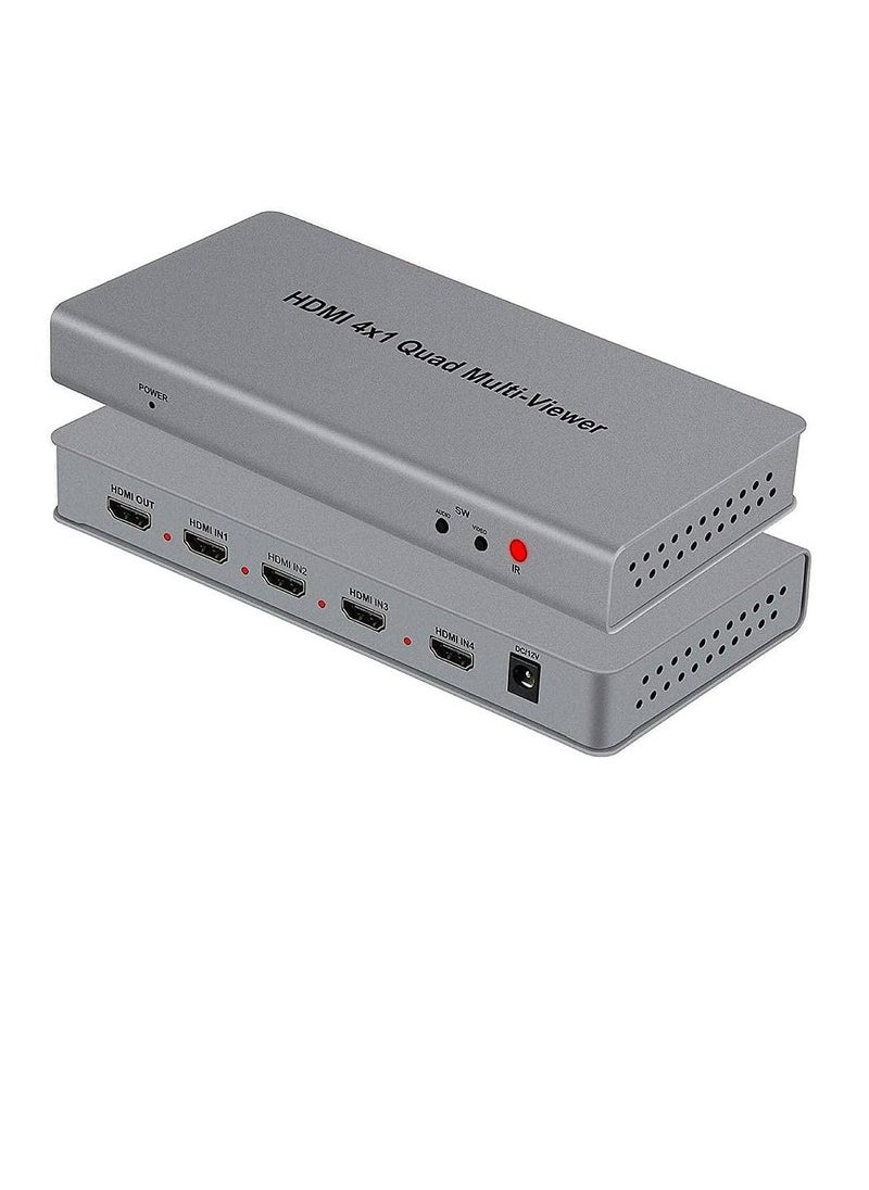 Generic - Microware Video 4x1 HDMI Quad Multi-Viewer with Seamless Switcher Selector 3D 1080p, 4x1 PIP Mode Multi-Viewer (4X1 Multi-Viewer, Silver) - Image 1