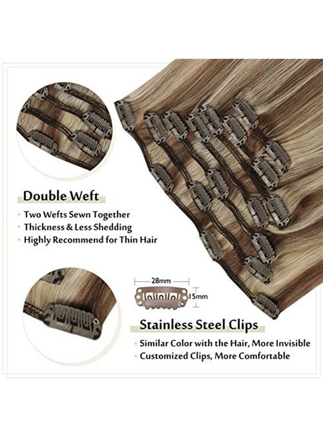 Full Shine Balayage Clip in Hair Extensions Real Human Hair Blonde Human Hair Extensions Clip ins Clip in Extensions Color 10 Fading to 16 and 16 Blonde Clip in Human Hair 7Pcs 120 Gram 22 Inch - Image 4