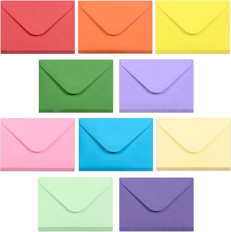 MATICAN Gift Card Envelopes - Gummed 100-Count Mini Envelopes, Paper Business Card Envelopes, Bulk Tiny Envelope Pockets for Small Note Cards, 10 Colors, 4 x 2.7 Inches - Image 1