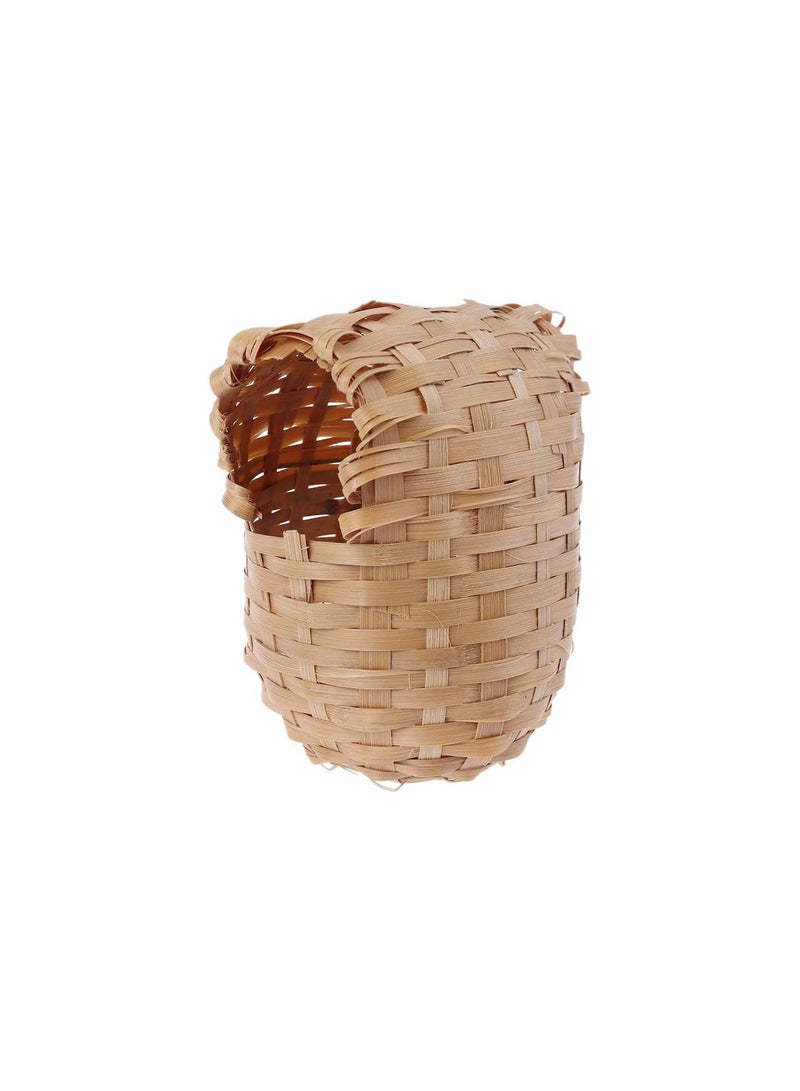 GGOOT Natural Bamboo Bird House Handmade Finch Hideout Cage Farm Finch Nest Box Wicker with Hooks Outdoor Hut Shelter - Image 1