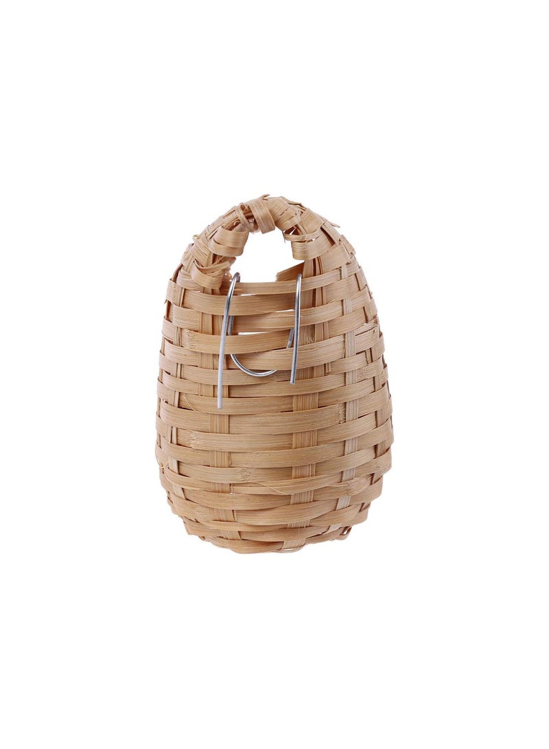 GGOOT Natural Bamboo Bird House Handmade Finch Hideout Cage Farm Finch Nest Box Wicker with Hooks Outdoor Hut Shelter - Image 4