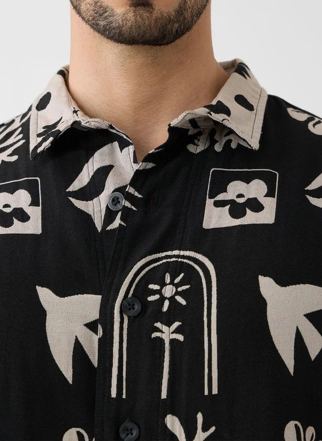 ذا سوليد ستور The Souled Store Men Oversized Fit Printed Black Shirt