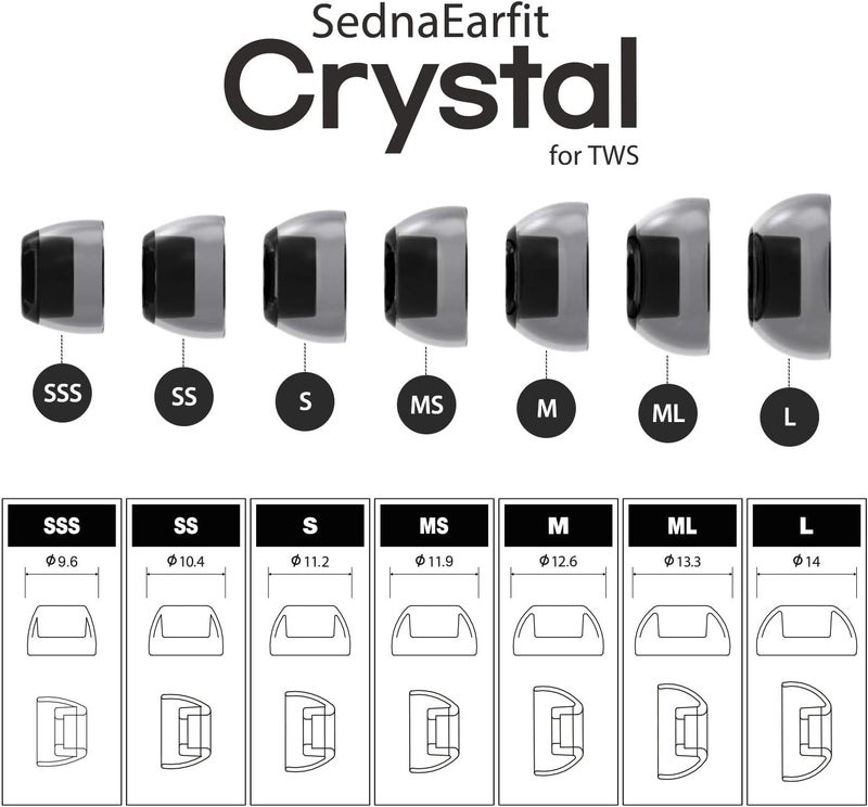 AZLA SednaEarfit Crystal for TWS (Size M/ML/L) 3Pairs - Replacement Earbud Tips - Eartips for Noise Cancelling Headphones - for Galaxy Buds 2 Pro/Airpods Pro/Beats Power Beats Pro/Skullcandy - Image 3