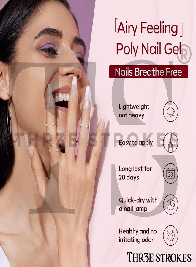 THR3E STROKES Poly Nail Gel Extension Kit for UV Nail Art, Extension Set Begginers Kit - Needs 2-3 Time Practice (6) - Image 4