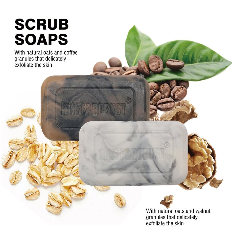 Rinse & Robust Bar Soap for Men - 4Pcs Exfoliating & Moisturizing 4-in-1 Cleansing Bar Set for Face, Body, Hands & Shave | All Skin Types | Luxury Fathers Day Gift Set(4 x 5.3 oz) - Image 2