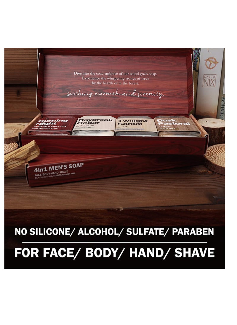 Rinse & Robust - Rinse & Robust Mens Soap 4Pcs Natural Mens Bar Soap Cleansing Soap Bar Set Gift for Men Exfoliating & Moisturizing Luxury Soap FACE BODY HAND SHAVE Soap 4 In 1 All Skin Type |5.3 oz of 4 Bars - Image 1