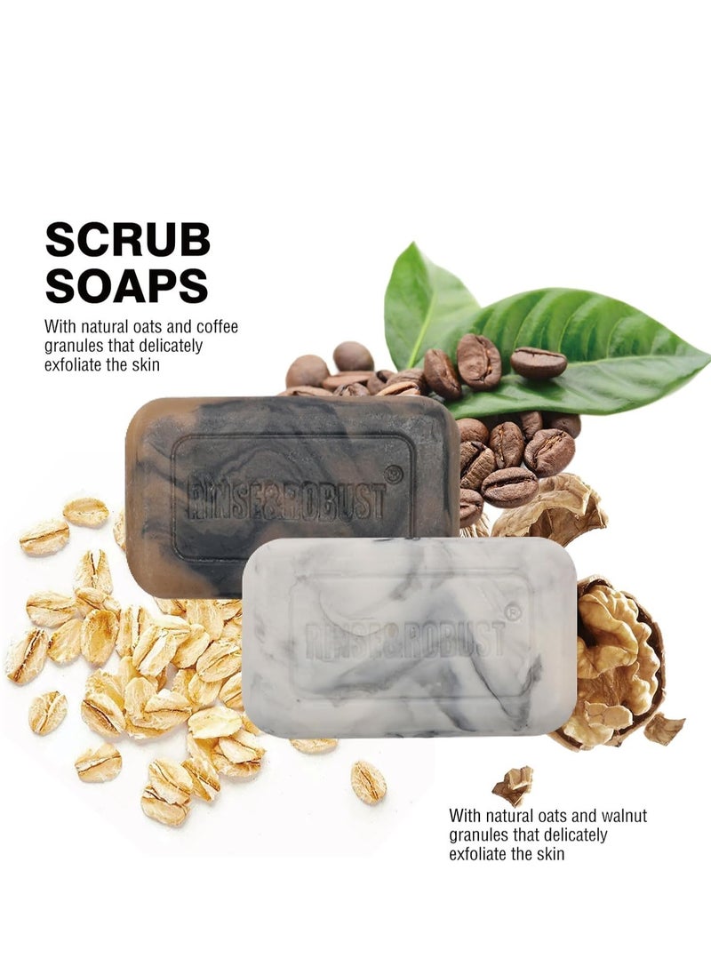 Rinse & Robust - Rinse & Robust Mens Soap 4Pcs Natural Mens Bar Soap Cleansing Soap Bar Set Gift for Men Exfoliating & Moisturizing Luxury Soap FACE BODY HAND SHAVE Soap 4 In 1 All Skin Type |5.3 oz of 4 Bars - Image 1