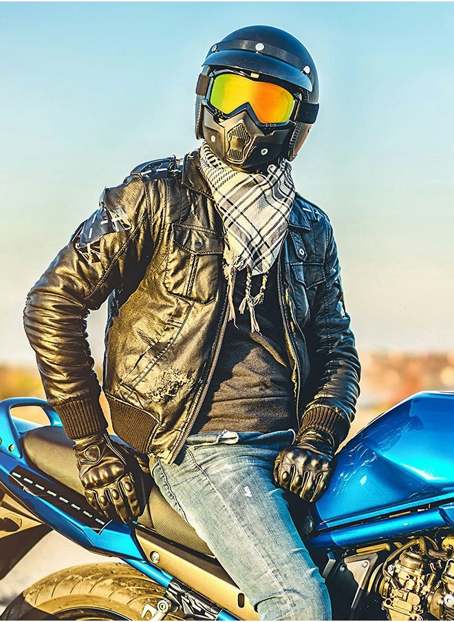 GROIC 2 Pieces Motorcycle Goggles Helmet Riding Goggles Glasses With Face Cover,Motorcycle Goggles with Detachable Mask,Windproof Helmet Glasses for Outdoor Activities,Riding Glasses  - Image 5