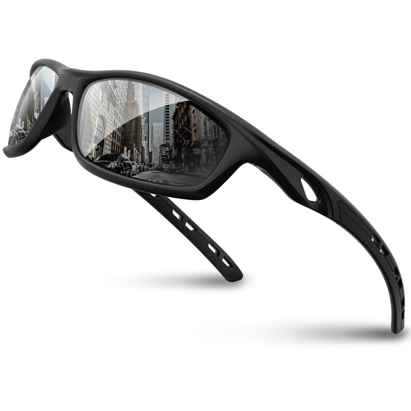RIVBOS Mens Sunglasses Polarized UV Protection TR90 Unbreakable Frame Sports Driving Fishing Cycling RB833-black&Black - Image 1