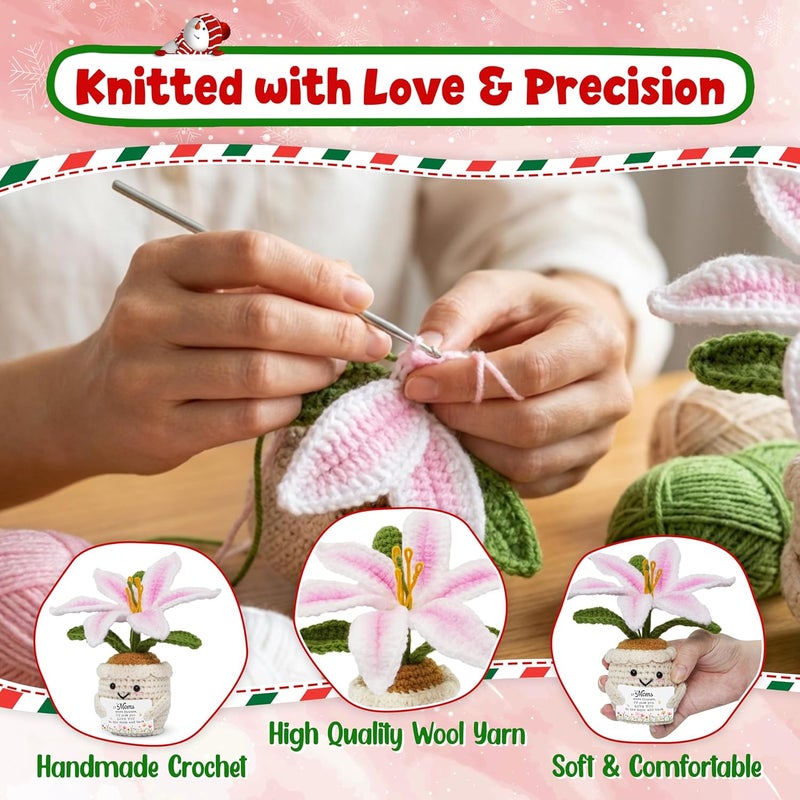 OASSIE Christmas Positive Gifts for Mom - Emotional Support Crochet Lily Flower with Card - Proud of You Motivational Mom Birthday Gifts from Daughter Son, Inspirational Mother Gift, Mama Gift Ideas - Image 3