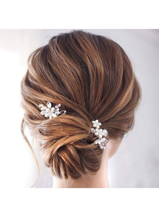 JAKAWIN Bride Wedding Pearl Hair Pins Flower Hair Piece Rhinestone Bridal Hair Accessories For Women Hp065 (Silver)  - Image 3
