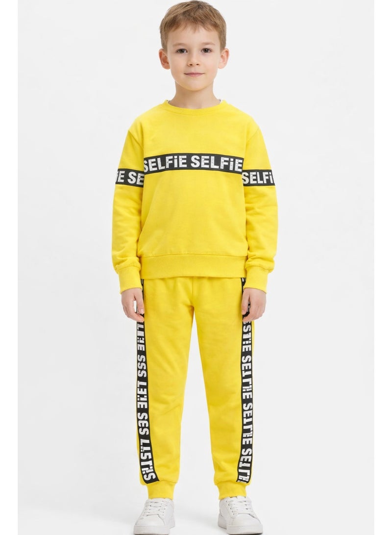 Kids Yellow Tracksuit Set Unisex – Soft Cotton Sweatshirt & Joggers for Boys & Girls - Image 3