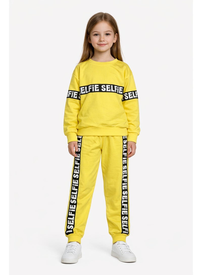 Kids Yellow Tracksuit Set Unisex – Soft Cotton Sweatshirt & Joggers for Boys & Girls - Image 2