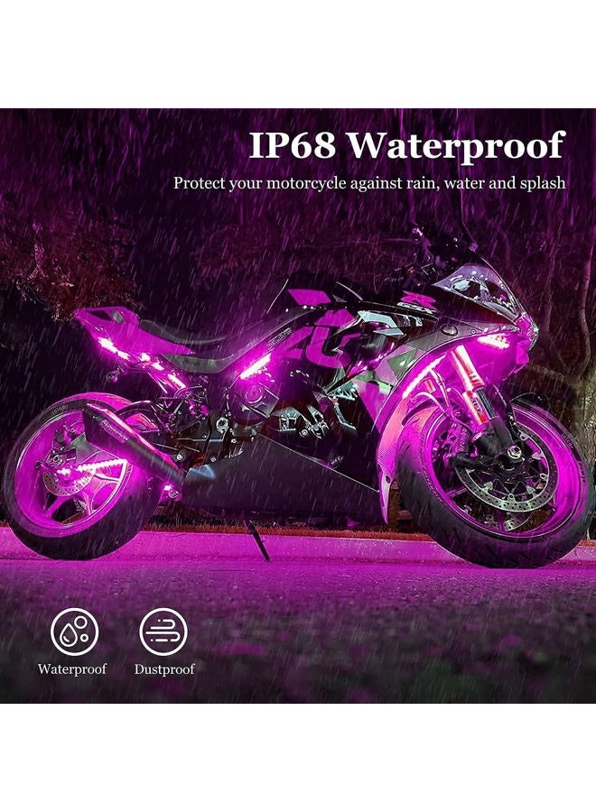 icicar 8PCS Motorcycle LED Underglow Kit, Motorcycle Lights App Control Music Sync RGB LED Motorcycle Lights Brake Light Waterproof Dual Remote Motorcycle Underglow LED Light Kit for UTV ATV Golf Cart - Image 3