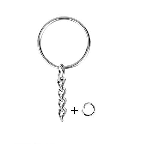 KINGFOREST 50-Piece Split Key Ring Kit with Chains & Jump Rings - 1 Inch Silver Nickel Bulk Jewelry Making Supplies for DIY Keychains, Charms, Crafts - Image 3