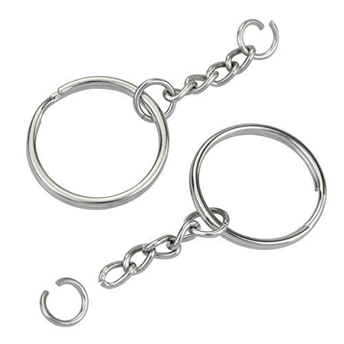 KINGFOREST 50-Piece Split Key Ring Kit with Chains & Jump Rings - 1 Inch Silver Nickel Bulk Jewelry Making Supplies for DIY Keychains, Charms, Crafts - Image 4