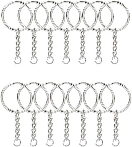 KINGFOREST 50-Piece Split Key Ring Kit with Chains & Jump Rings - 1 Inch Silver Nickel Bulk Jewelry Making Supplies for DIY Keychains, Charms, Crafts - Image 1