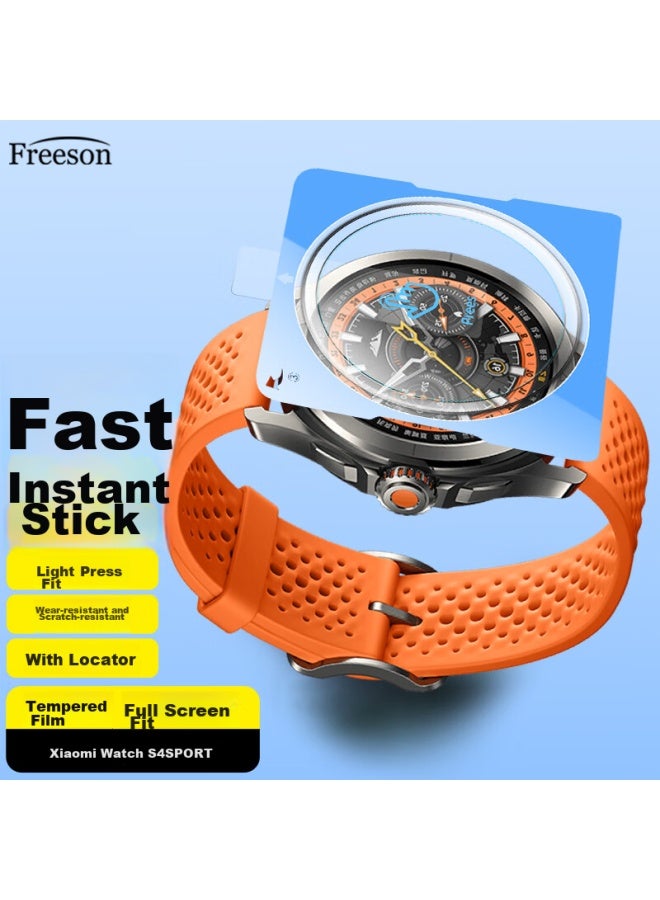 Freeson High-Definition Tempered Glass Screen Protector For Xiaomi Watch S4 Sport, Ultra-Thin Anti-Scratch Anti-Fingerprint Protective Film [Quick Positioning Sticker - Two-Pack] - Image 1