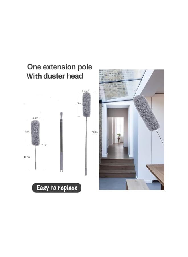 PROMASS promass Feather Duster, Microfiber Bendable Cleaning Duster, Improved Long Pole Duster (30 to100 inches), Scratch-Resistant Hat for Clean home, Ceiling Fan, High Ceiling, Blinds, Furniture & Car - Image 2