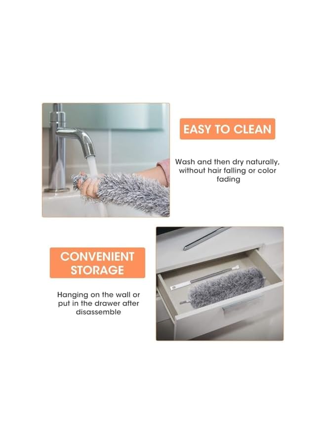 PROMASS promass Feather Duster, Microfiber Bendable Cleaning Duster, Improved Long Pole Duster (30 to100 inches), Scratch-Resistant Hat for Clean home, Ceiling Fan, High Ceiling, Blinds, Furniture & Car - Image 4
