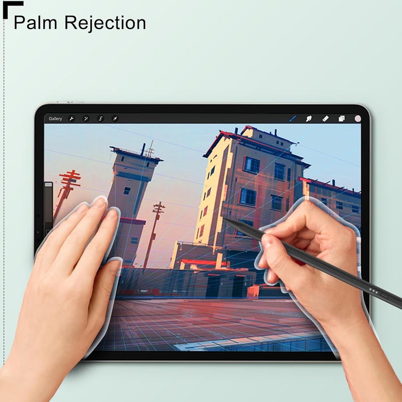 DIGIROOT ترقية قلم آيباد لأبل، قلم ستايلس 2IN1 بشحن سريع 3X لآيباد مع رفض راحة اليد، حساس للإمالة يعمل مع آيباد برو 12.9"/11" M4، آيباد 6-10، آيباد إير 3-5 M2، آيباد ميني 5/6، أسود - Image 4