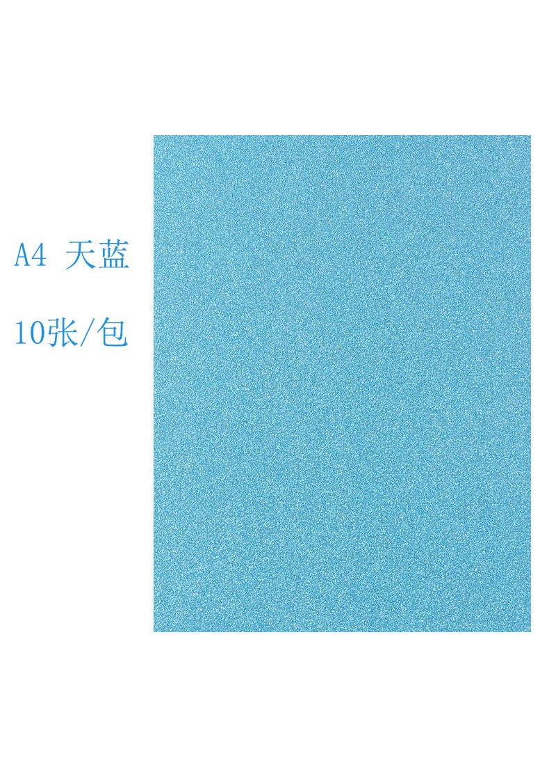 Generic Glitter A4 Cardstock 250g DIY Craft Color Embossed Paper 250g sky blue pack [10]] 