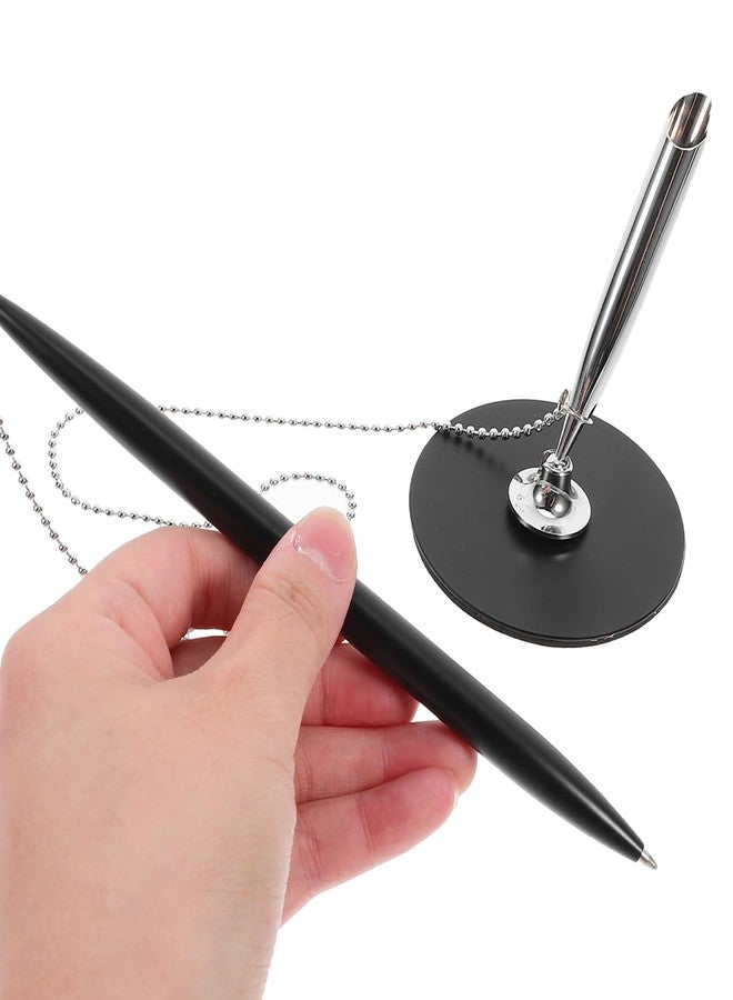 DIYEAH Signature Pen with Chain and Adhesive Base - Metal Desktop Writing Pen for Office Bank Counter Business Use 8.18 Inches - Image 3