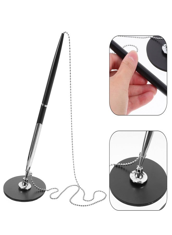 DIYEAH Signature Pen with Chain and Adhesive Base - Metal Desktop Writing Pen for Office Bank Counter Business Use 8.18 Inches - Image 5