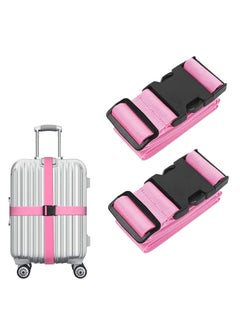 KASTWAVE Luggage Straps Suitcase Belts Wide Adjustable Packing Straps Travel Accessories, Suitcase Belts, Packing Straps Travel Belts Accessories for Business Traveling Packing, 2 PCS 74 x 2 Inch Pink  - Image 1