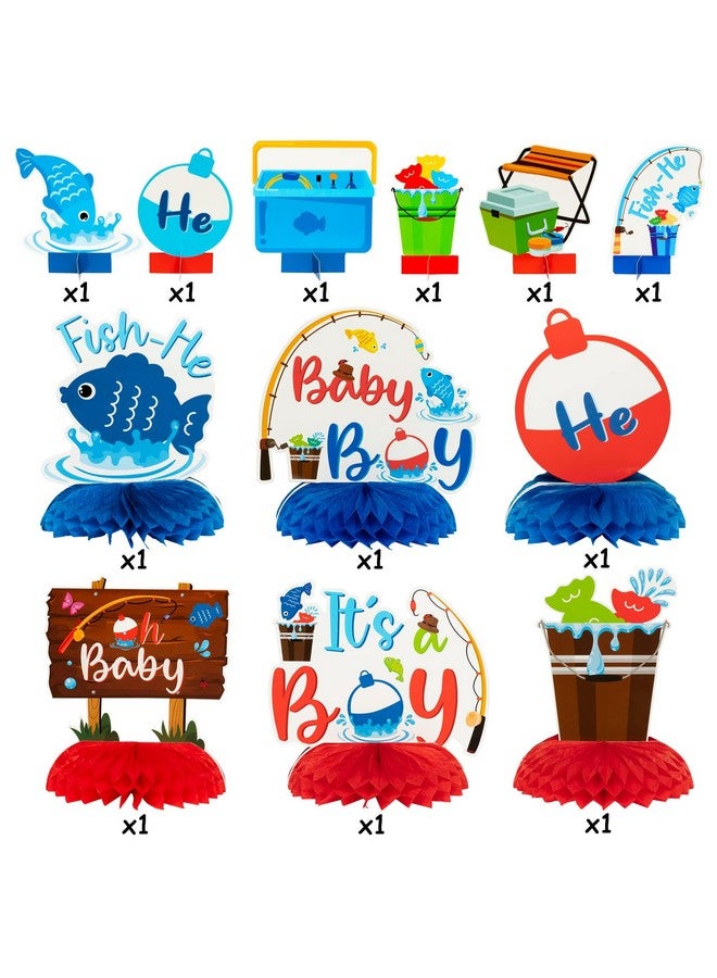 ANGOLIO 12P Blue Baby Shower Party Centerpieces for Boys Gone Fishing Fish Gender Reveal Table Topper for Newborn Baby Party Favors Double Sided It’s a Boy Blue Topper Party Photo Booth Props - Image 3