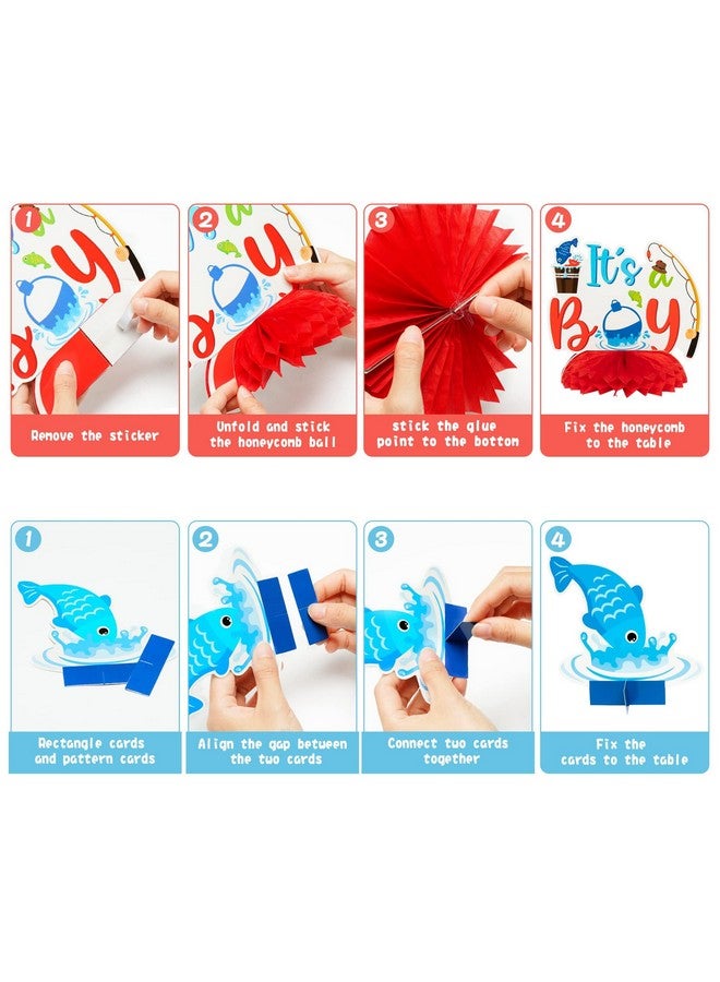 ANGOLIO 12P Blue Baby Shower Party Centerpieces for Boys Gone Fishing Fish Gender Reveal Table Topper for Newborn Baby Party Favors Double Sided It’s a Boy Blue Topper Party Photo Booth Props - Image 4