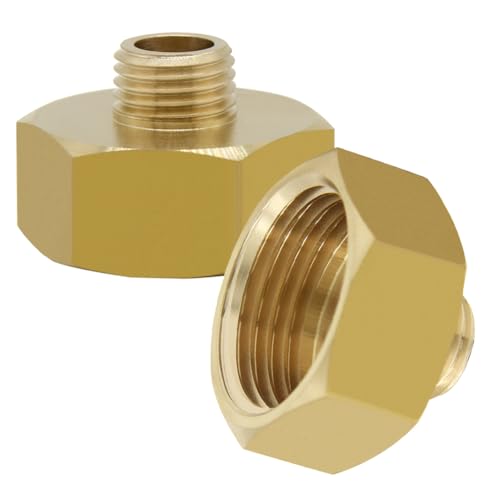 Joywayus 3/4"GHT Female x 1/4"NPT Male Brass Pipe Fittings Hex Nipple Adapter (Pack of 2) - Image 1