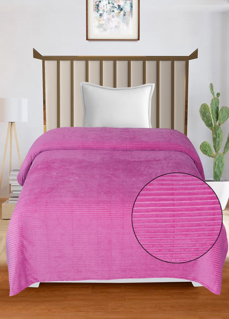 RD TREND® Striped Warm Reversible Quilt Cover Single Bed with Zipper, Duvet Cover Single Bed with Stripe Soft Flannel (60x90) Inches. (Dark Pink) - Image 3