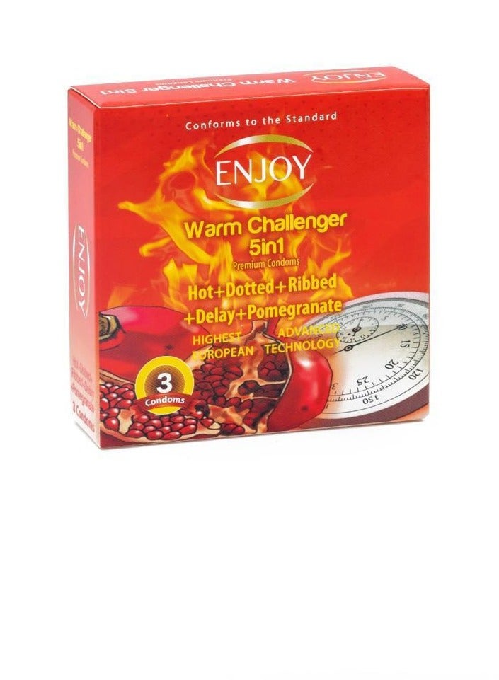 Enjoy Worm Challenger Premium Condoms -03 Pack | Ultra-Thin, Lubricated & Comfortable for Maximum Sensation - Image 1