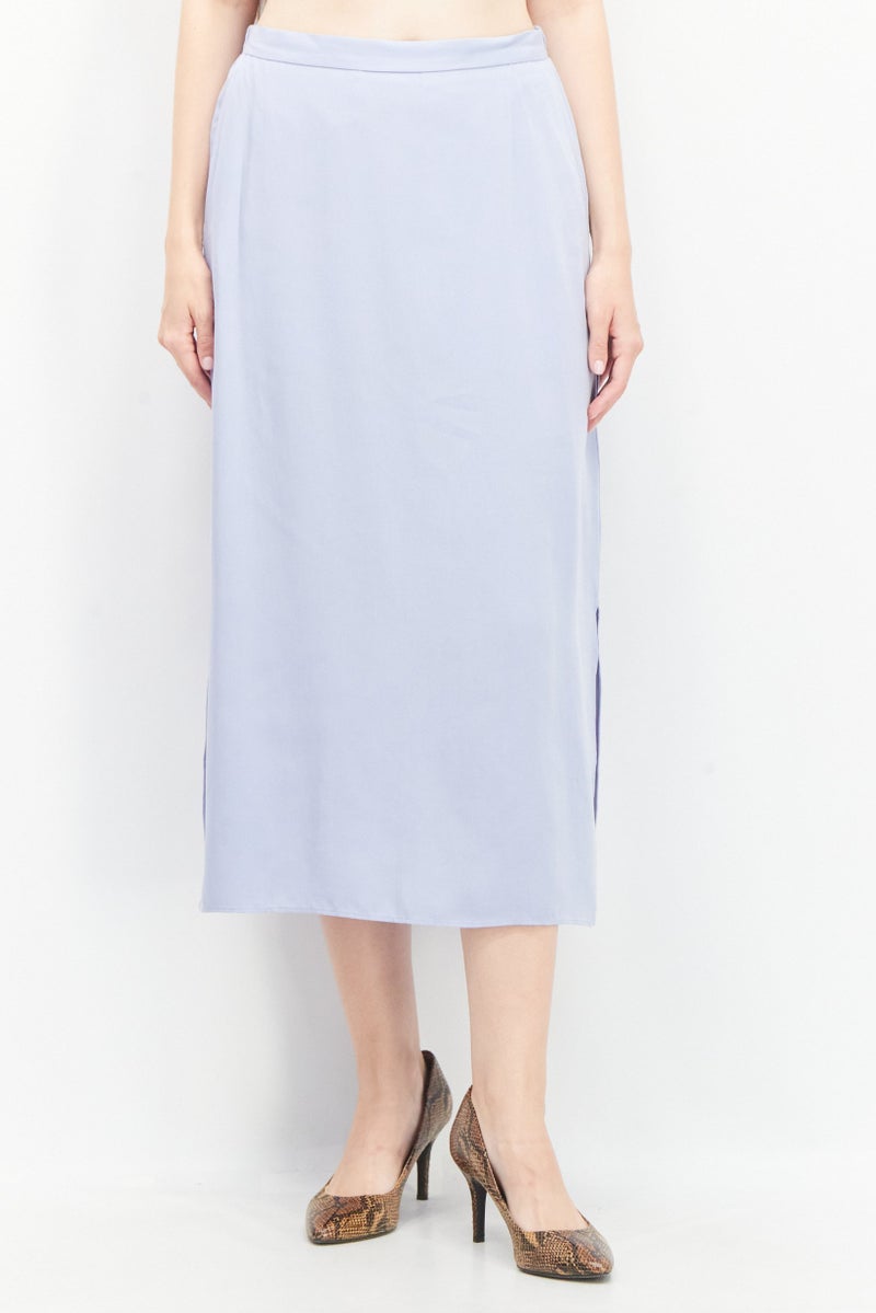 Tchibo Women Solid Midi Skirt, Lavender - Image 1