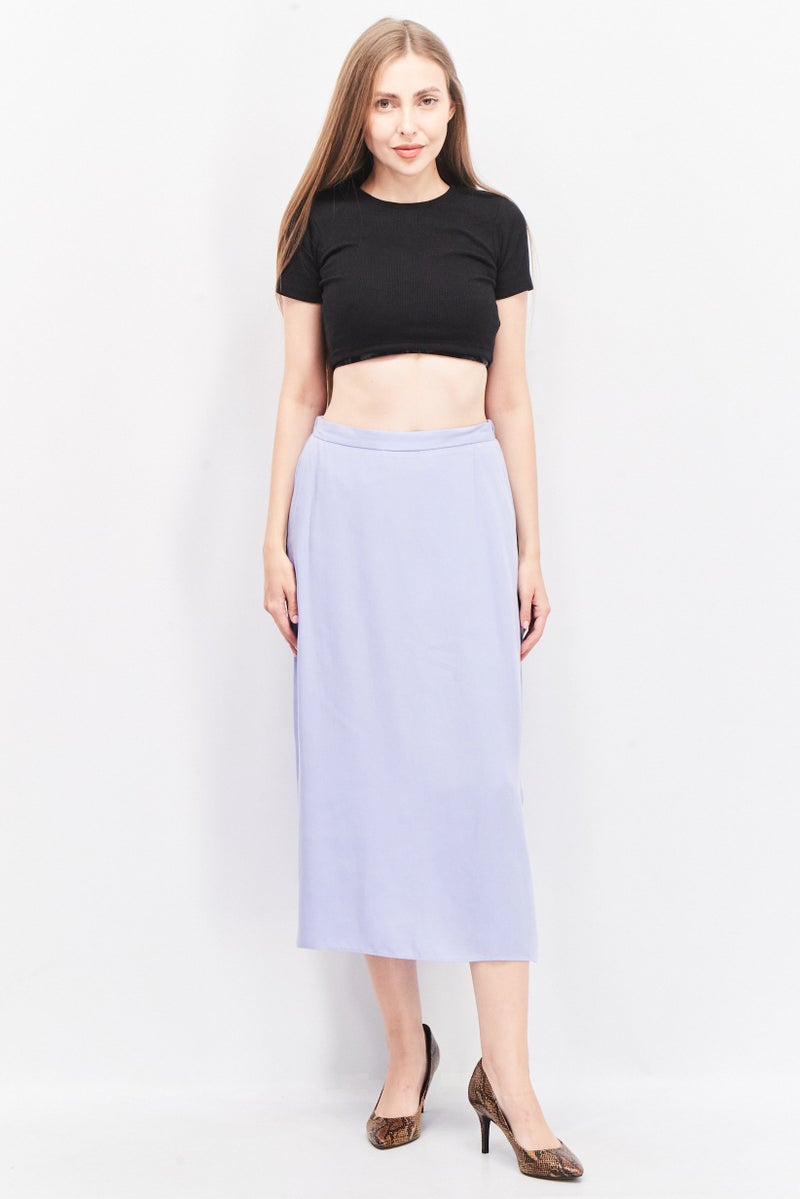 Tchibo Women Solid Midi Skirt, Lavender - Image 4