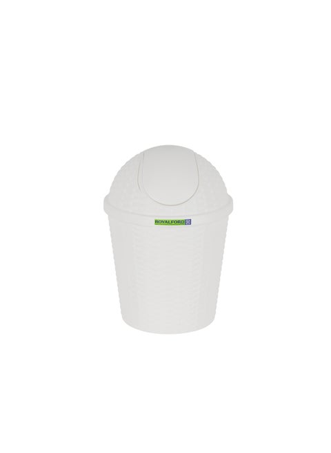 Royalford Woven Swing Trash Bin- RF12637/ Plastic Dustbin with Swinging Lid/ Woven Design, Can for Home, Office, Bathroom, School, Shopping Mall, Restaurant