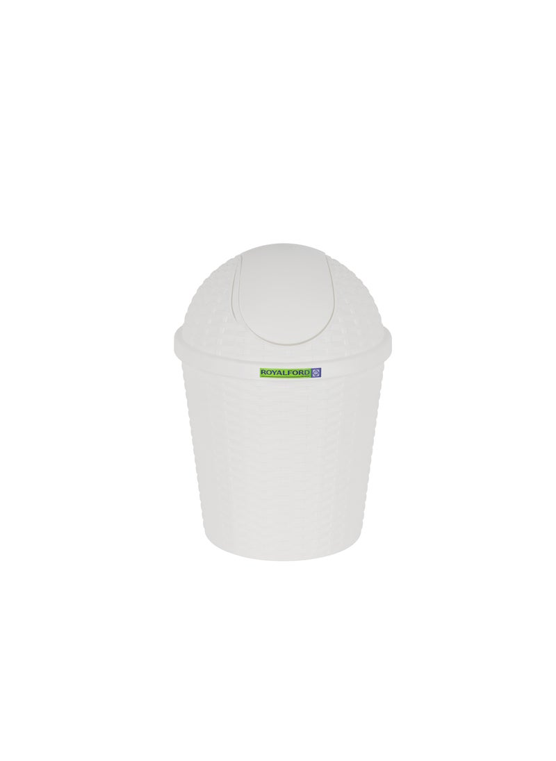 Royalford - Royalford Woven Swing Trash Bin- RF12637/ Plastic Dustbin with Swinging Lid/ Woven Design, Can for Home, Office, Bathroom, School, Shopping Mall, Restaurant - Image 1