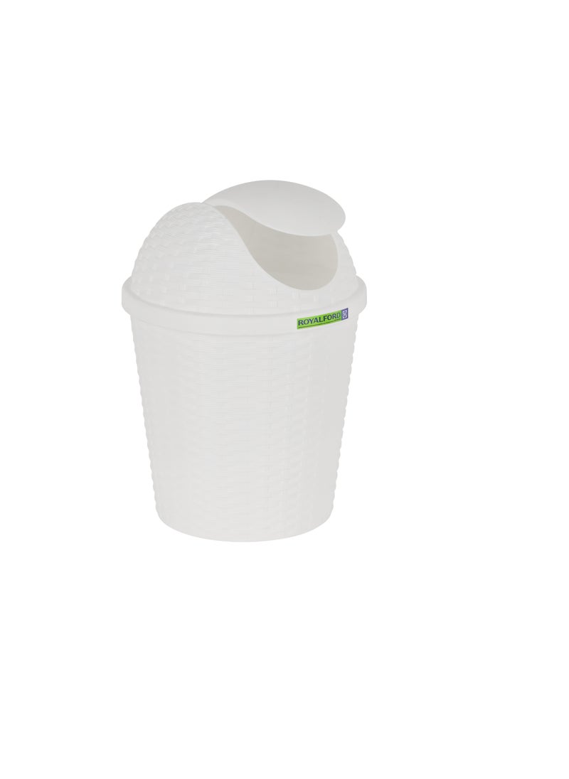 Royalford - Royalford Woven Swing Trash Bin- RF12637/ Plastic Dustbin with Swinging Lid/ Woven Design, Can for Home, Office, Bathroom, School, Shopping Mall, Restaurant - Image 1
