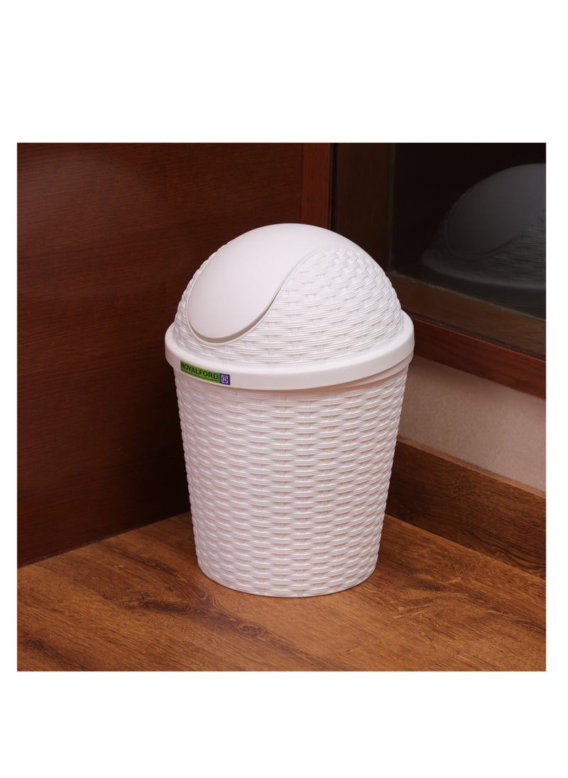 Royalford - Royalford Woven Swing Trash Bin- RF12637/ Plastic Dustbin with Swinging Lid/ Woven Design, Can for Home, Office, Bathroom, School, Shopping Mall, Restaurant - Image 1