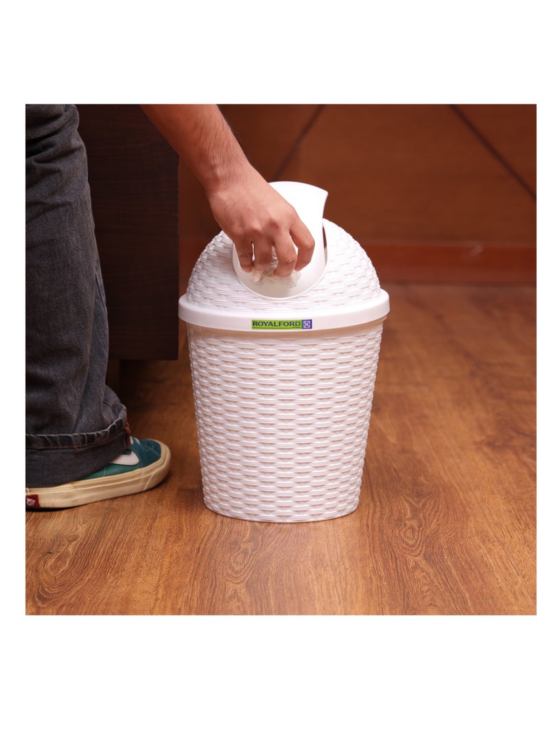 Royalford - Royalford Woven Swing Trash Bin- RF12637/ Plastic Dustbin with Swinging Lid/ Woven Design, Can for Home, Office, Bathroom, School, Shopping Mall, Restaurant - Image 1