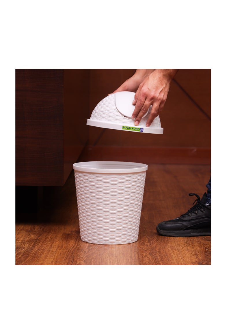 Royalford - Royalford Woven Swing Trash Bin- RF12637/ Plastic Dustbin with Swinging Lid/ Woven Design, Can for Home, Office, Bathroom, School, Shopping Mall, Restaurant - Image 1