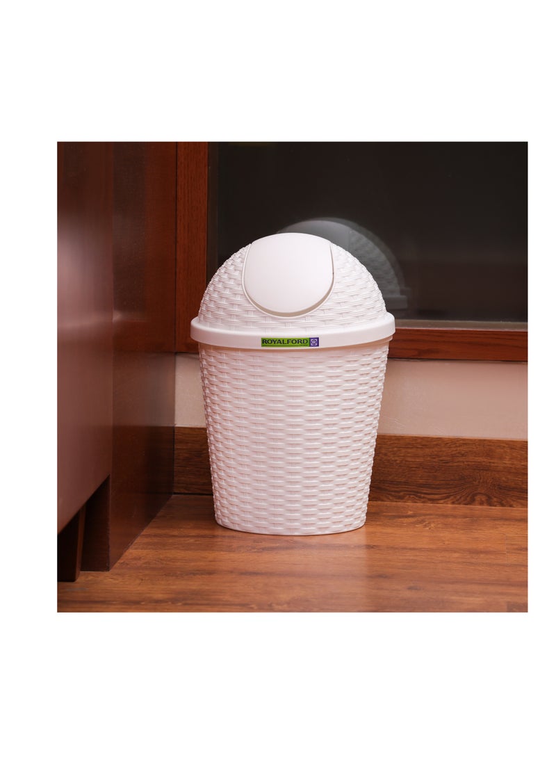 Royalford - Royalford Woven Swing Trash Bin- RF12637/ Plastic Dustbin with Swinging Lid/ Woven Design, Can for Home, Office, Bathroom, School, Shopping Mall, Restaurant - Image 1