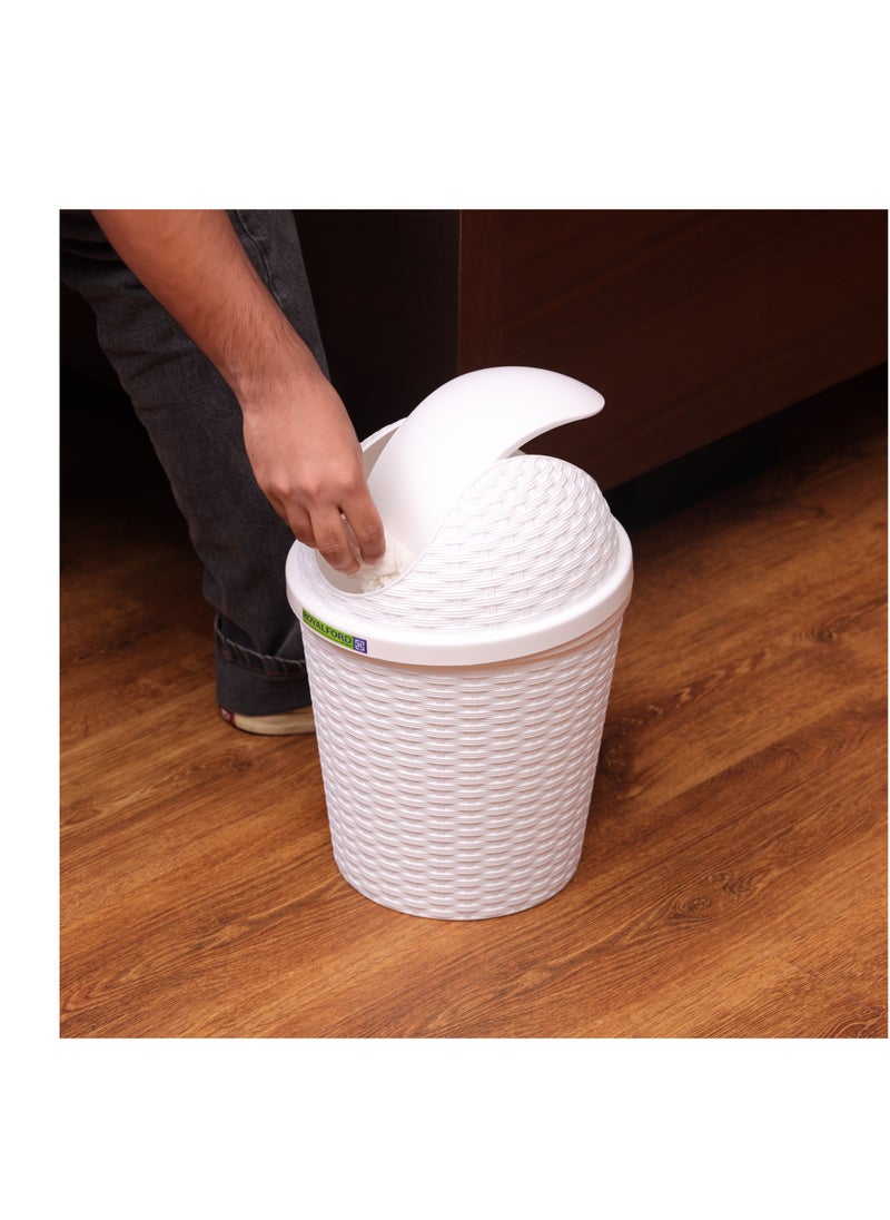 Royalford - Royalford Woven Swing Trash Bin- RF12637/ Plastic Dustbin with Swinging Lid/ Woven Design, Can for Home, Office, Bathroom, School, Shopping Mall, Restaurant - Image 1
