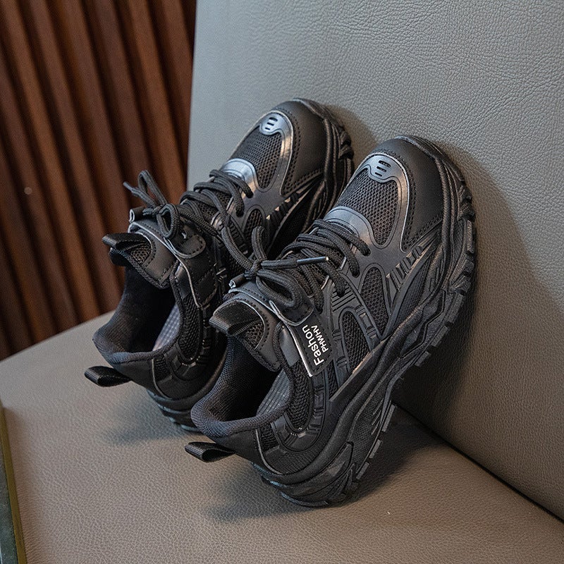 Kids Breathable Sneakers 2024 Spring Black 