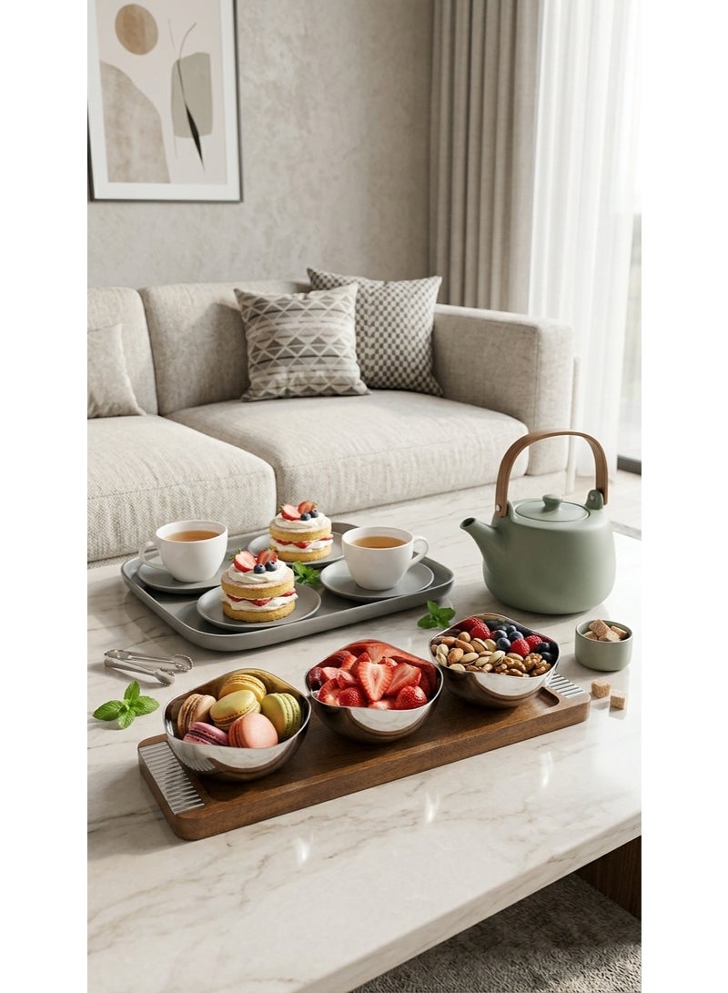 Luxury 4-Piece Serving Set, Serving Tray with 3 Bowls for Nuts and Sweets, Elegant Modern Design - Image 3